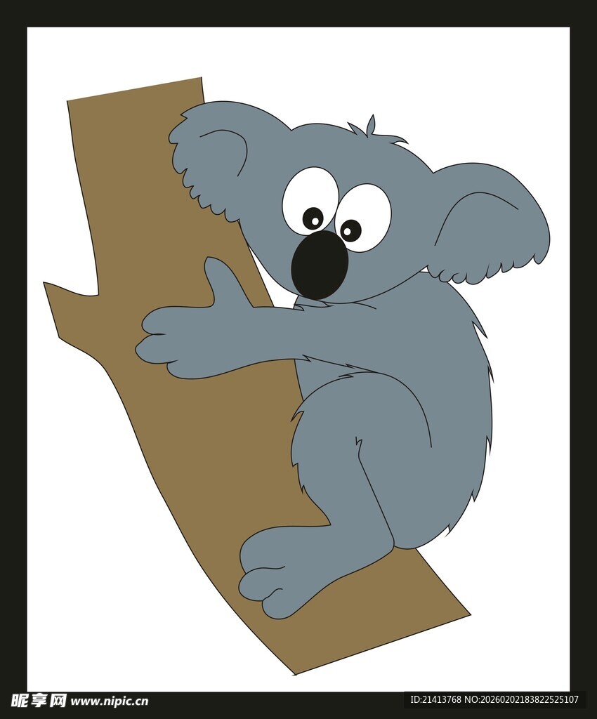 可爱考拉攀附树干