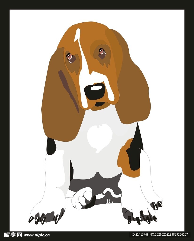 可爱巴吉度犬与影子