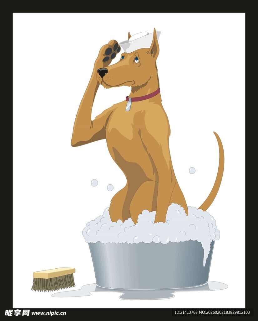 狗狗惬意享受洗澡时刻