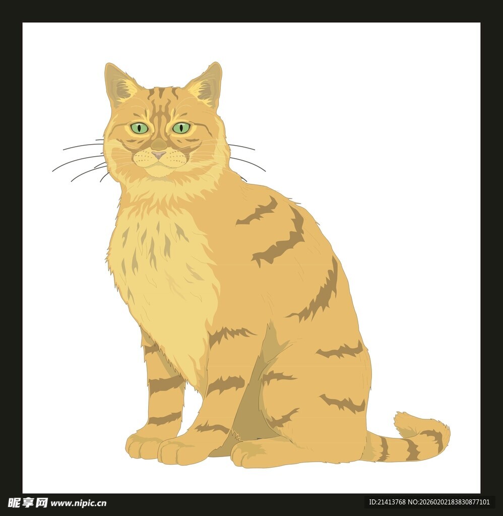 坐着的橘色条纹猫咪