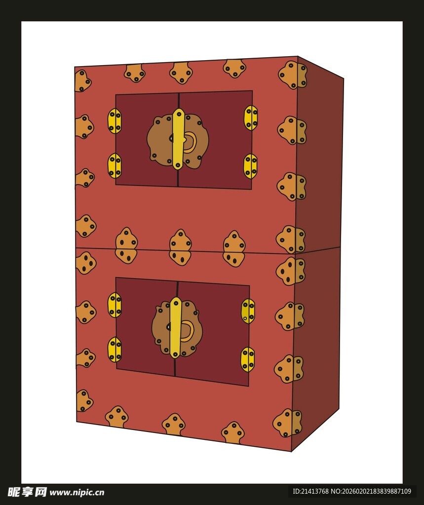 中式传统红色雕花装饰盒