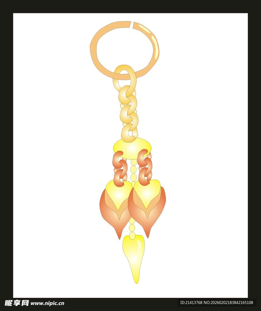 金色心形钥匙扣挂件