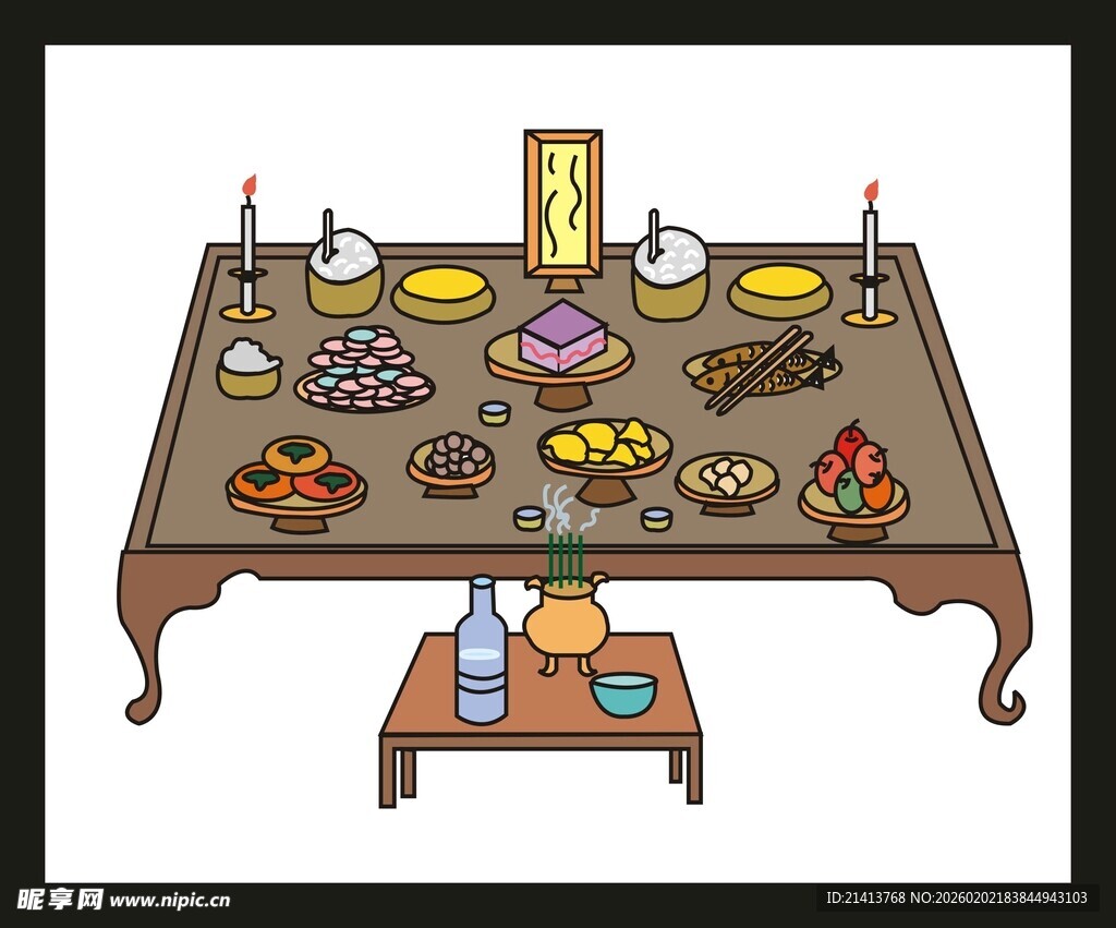 丰盛传统美食摆满餐桌