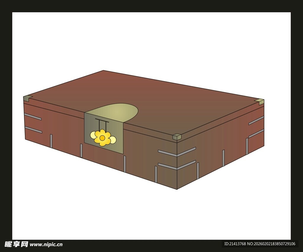 带开口的多层棕色盒子