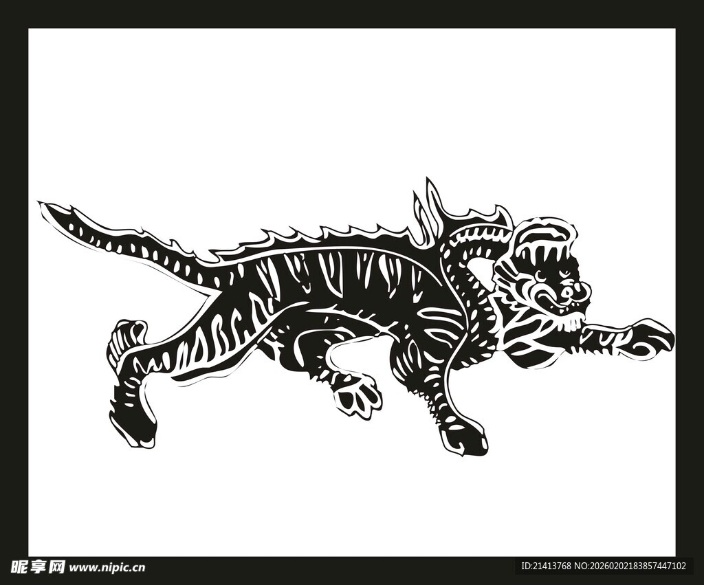 奔跑的骨骼风老虎图案