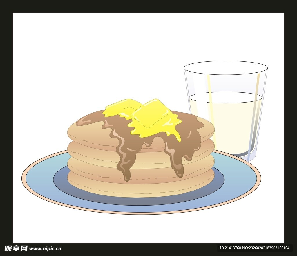 美味松饼配牛奶