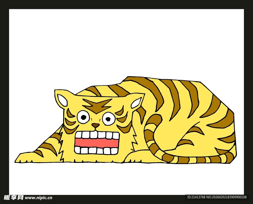 趴着的卡通老虎形象