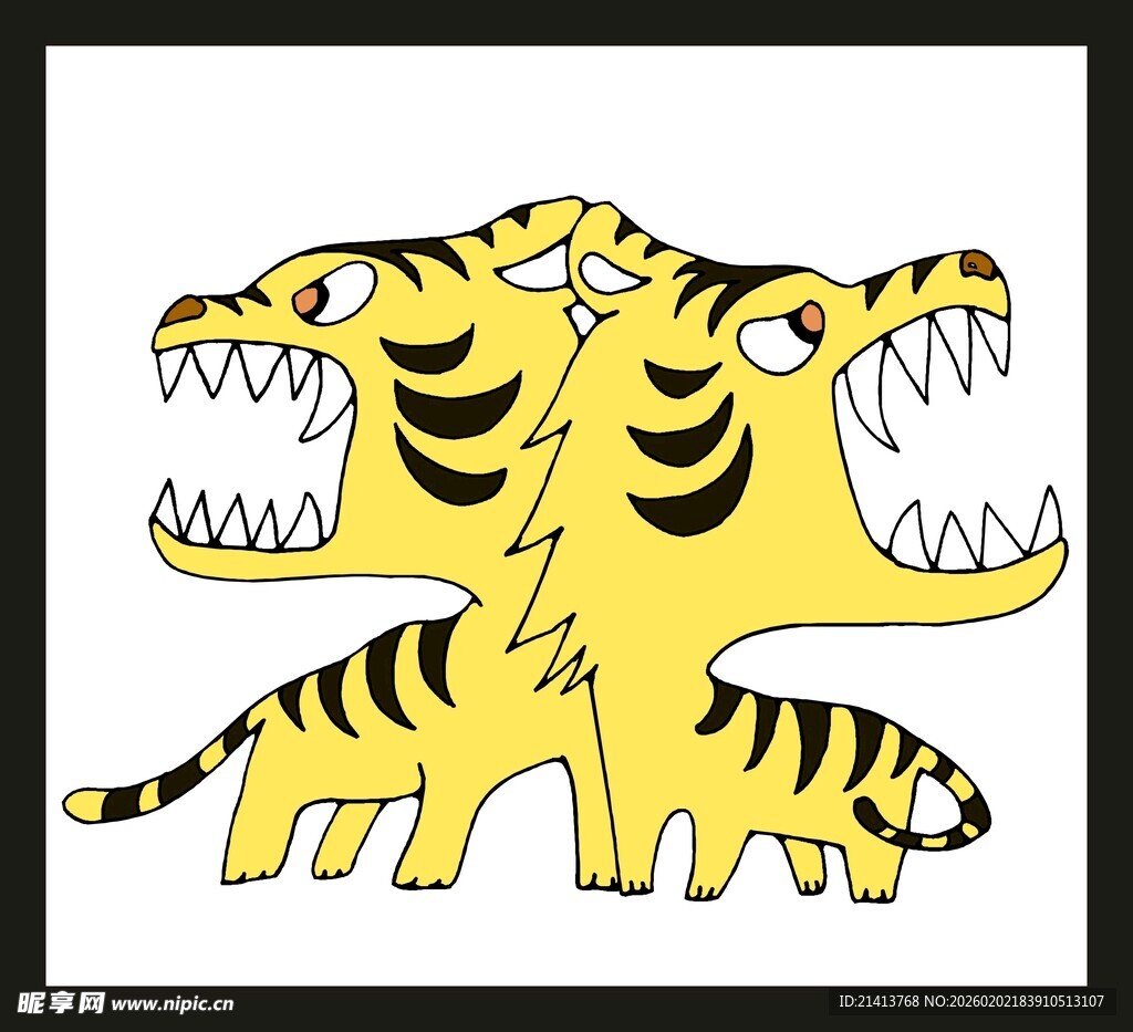 三头老虎卡通形象