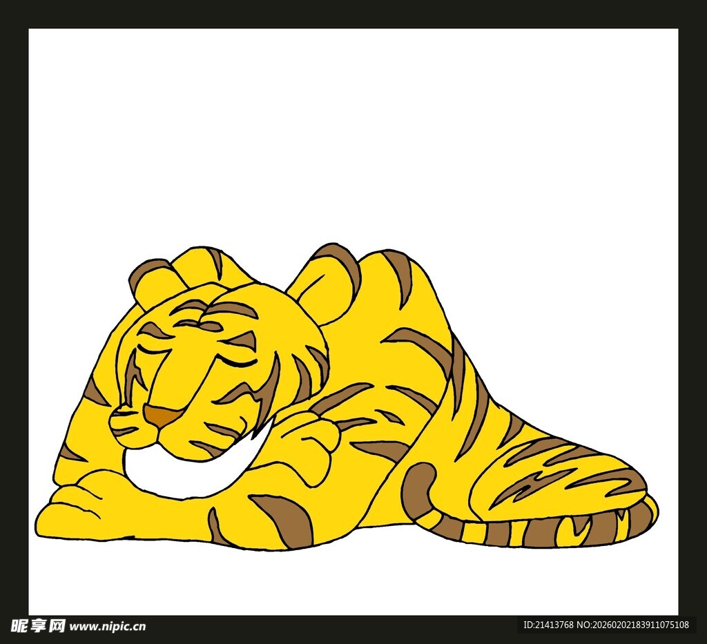 趴着的卡通老虎形象