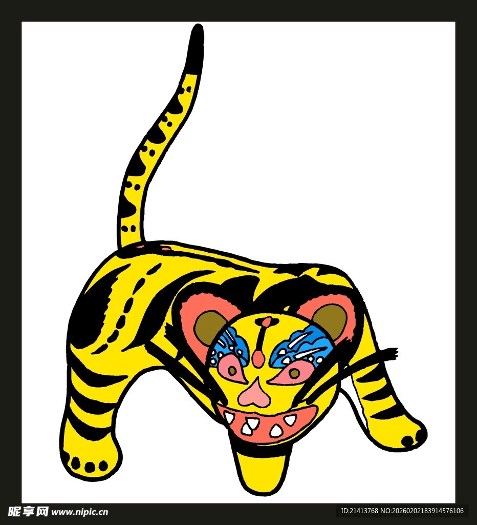 传统手工彩色老虎玩偶