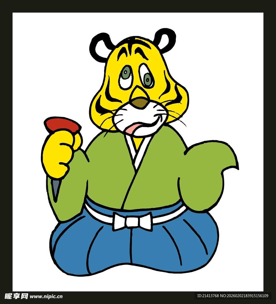 卡通老虎饮酒形象