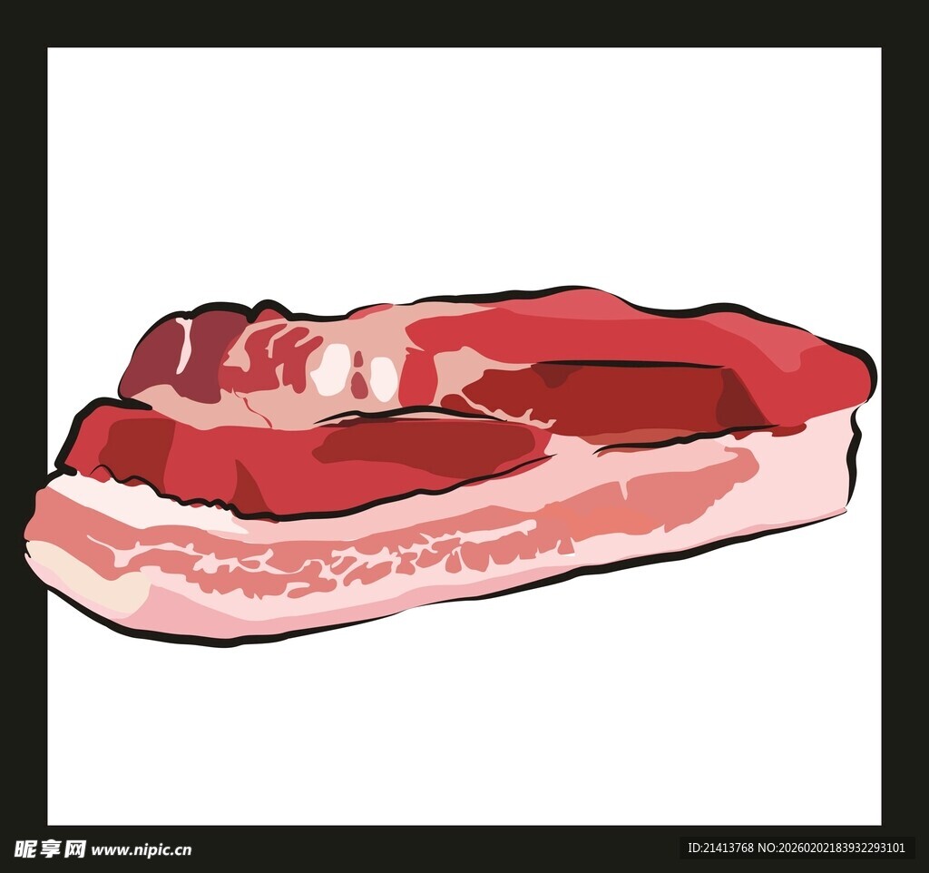 手绘美味培根肉片