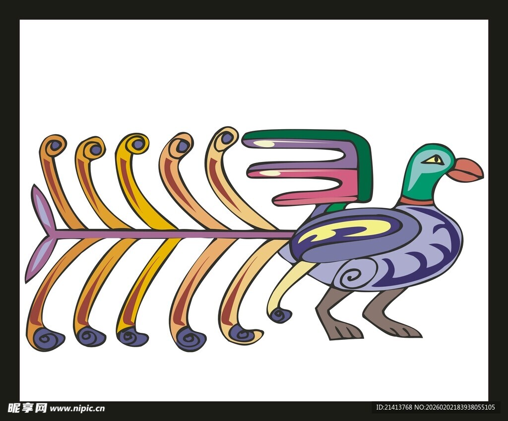 多彩抽象鸟形图案艺术