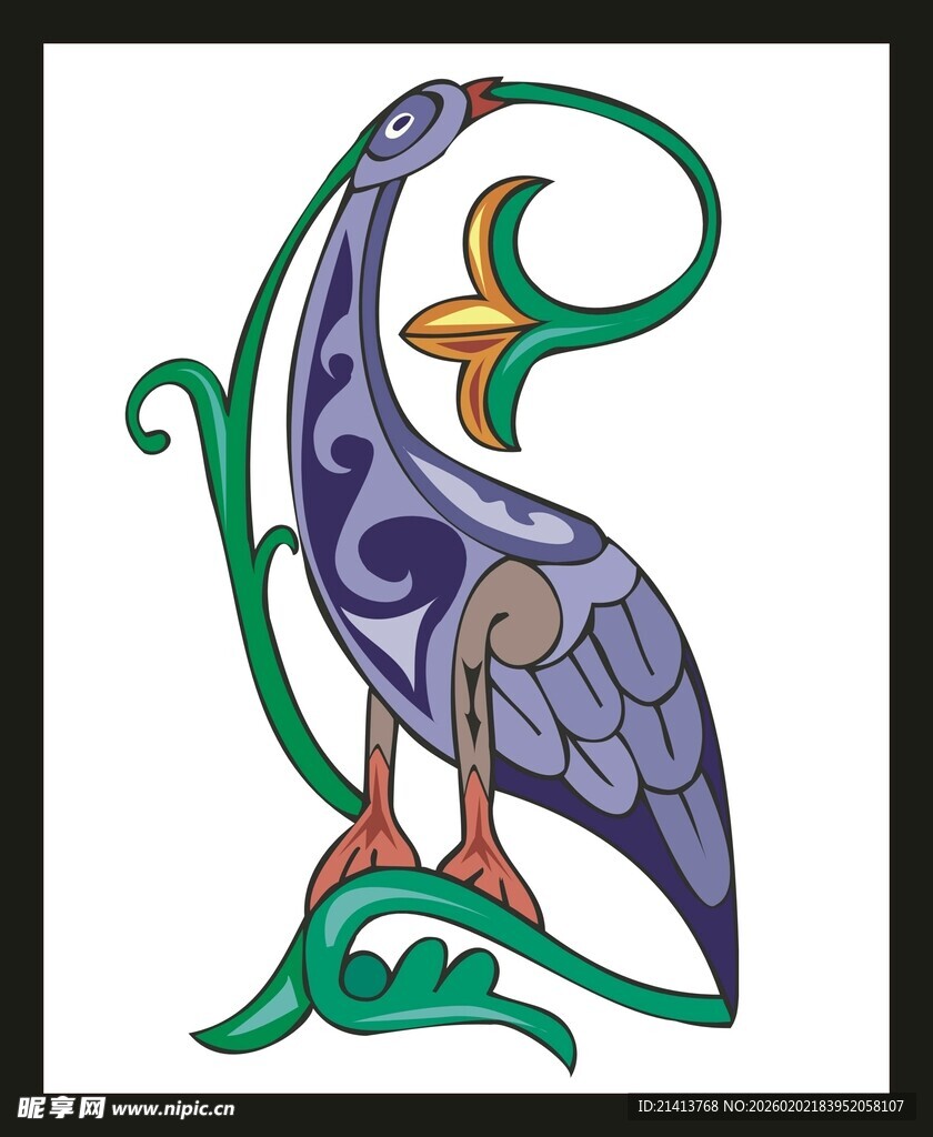 彩色装饰风格鹈鹕图案