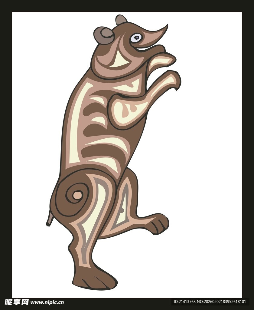 抽象风格站立牛图案