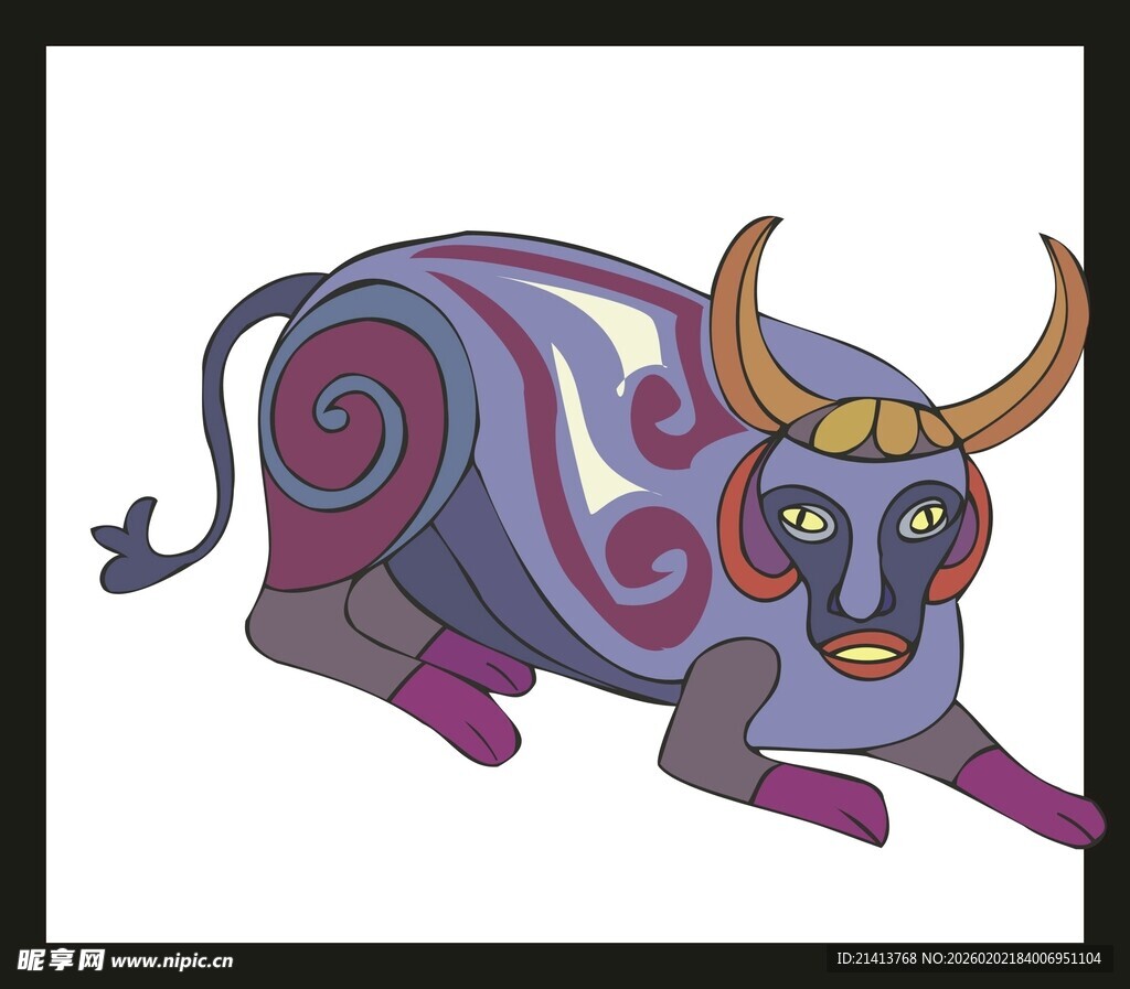 彩色抽象风格牛图案