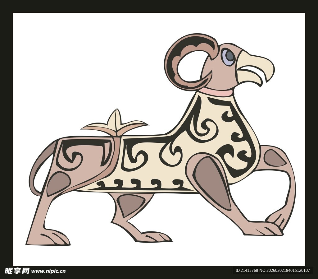 古典风格羊形装饰图案