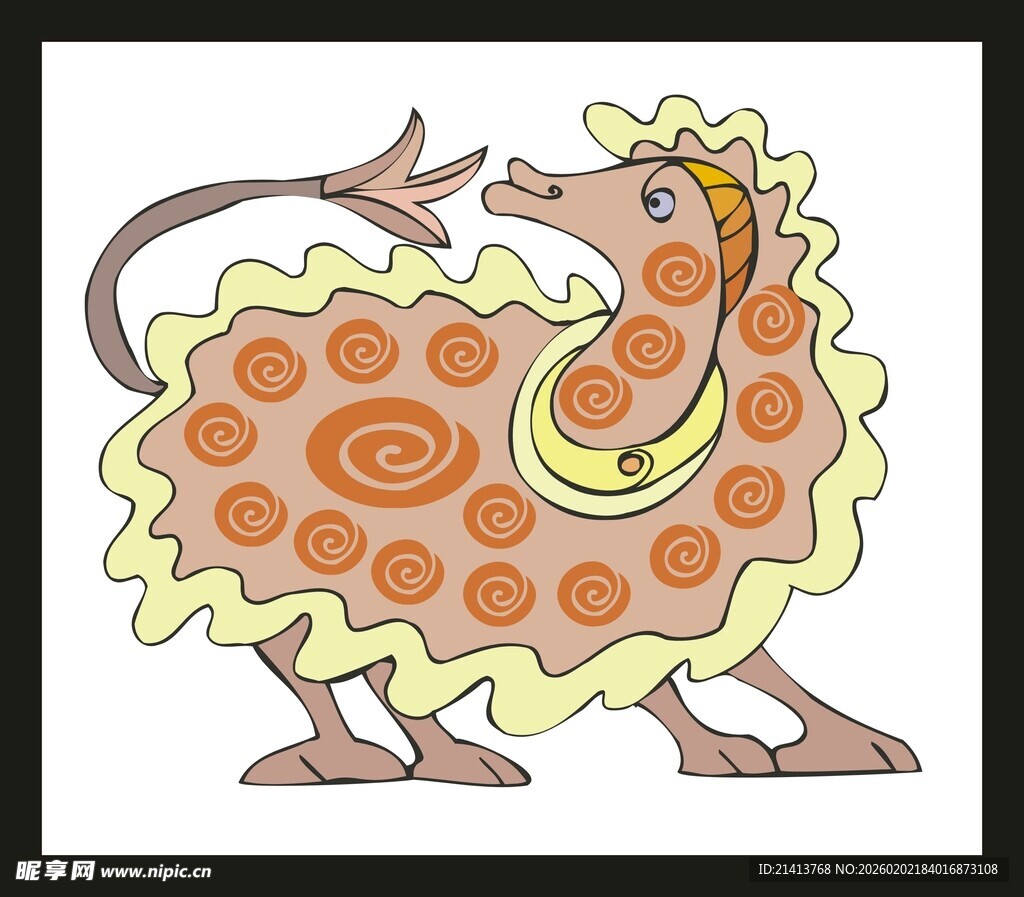 卡通风格的奇幻花纹动物