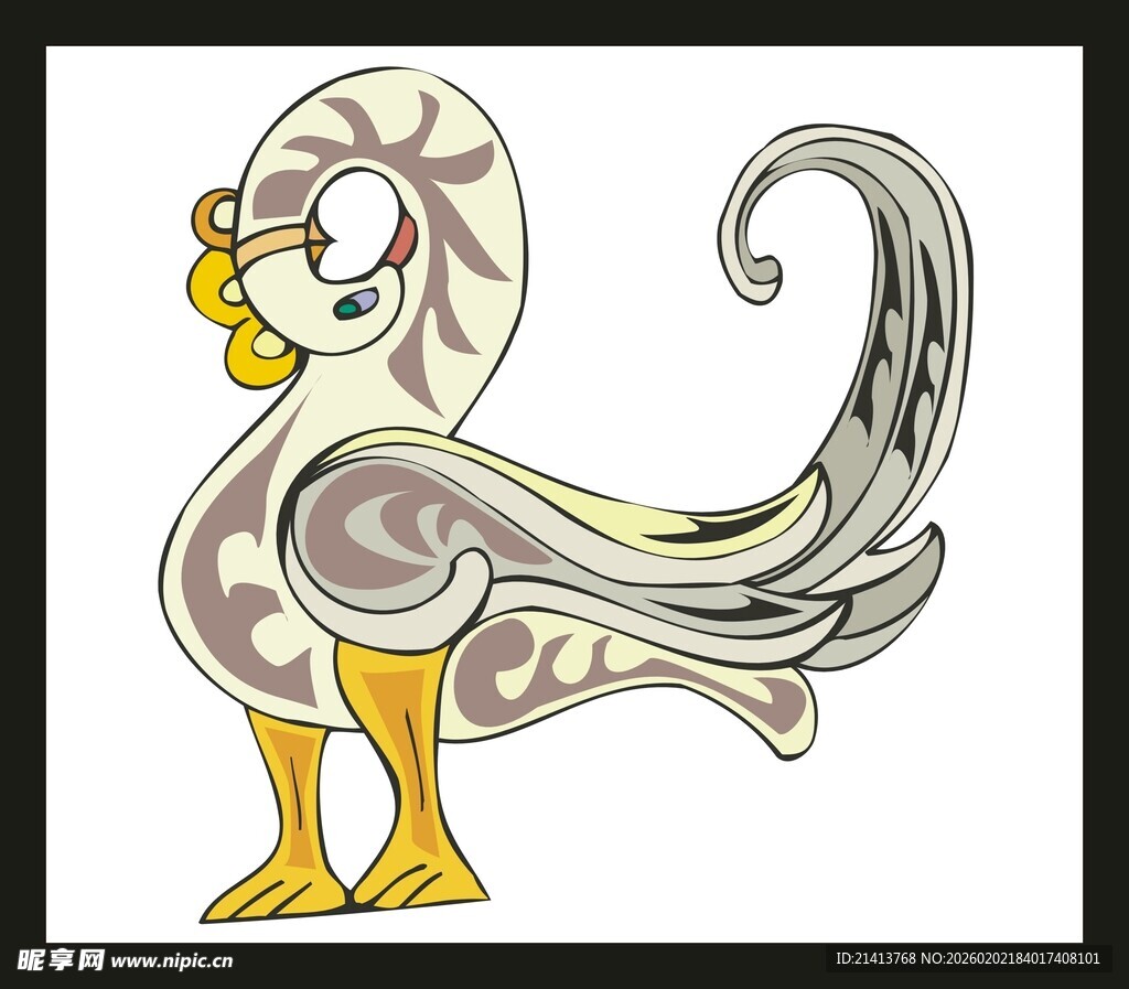 抽象风格装饰性鸟形图案