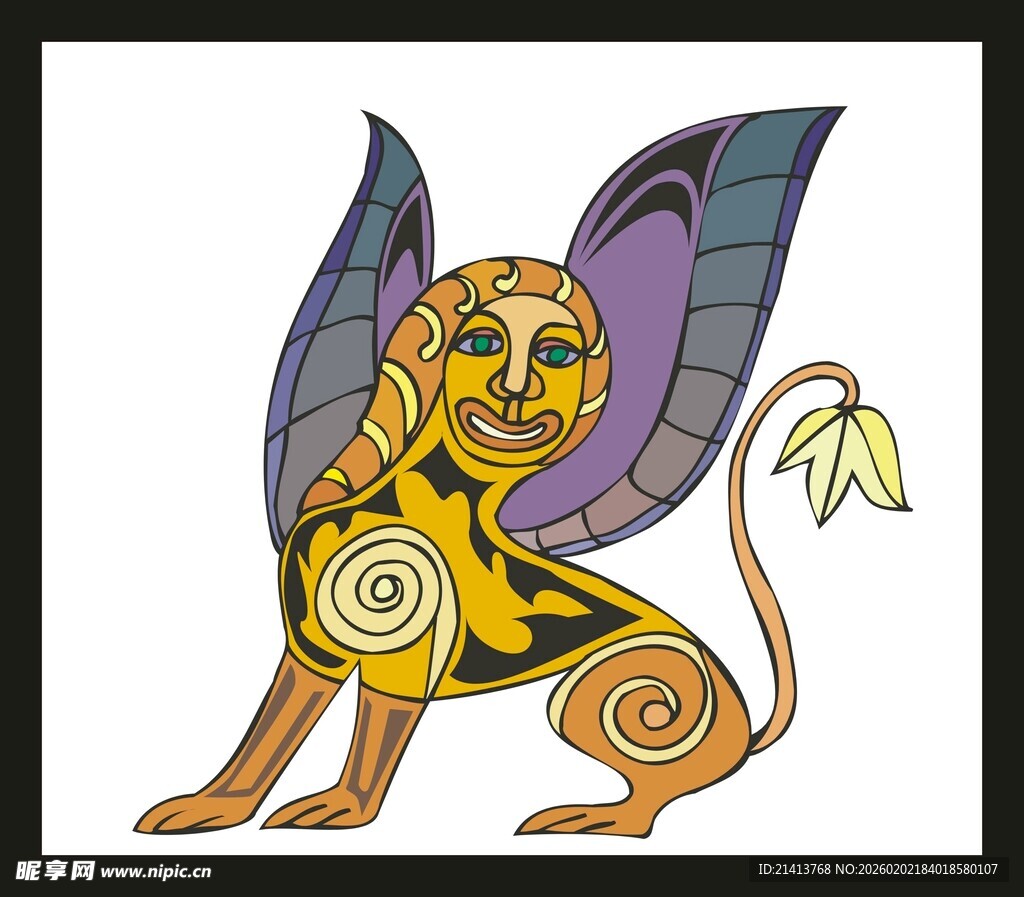 奇幻风格带翼神兽插画