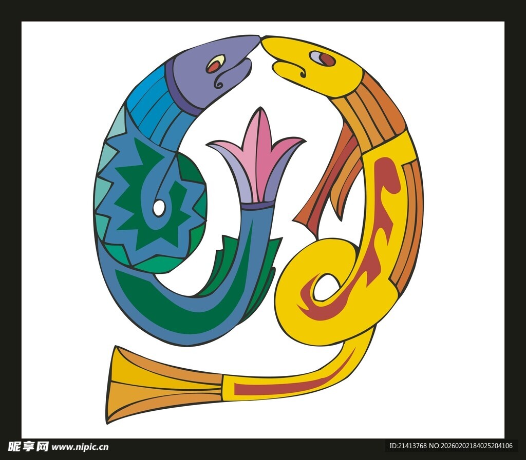 双生鱼形艺术图案设计