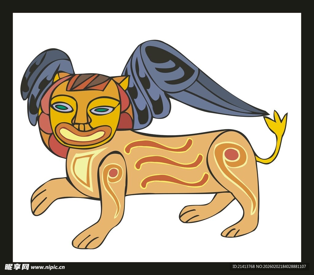 神话狮身翼兽插画形象