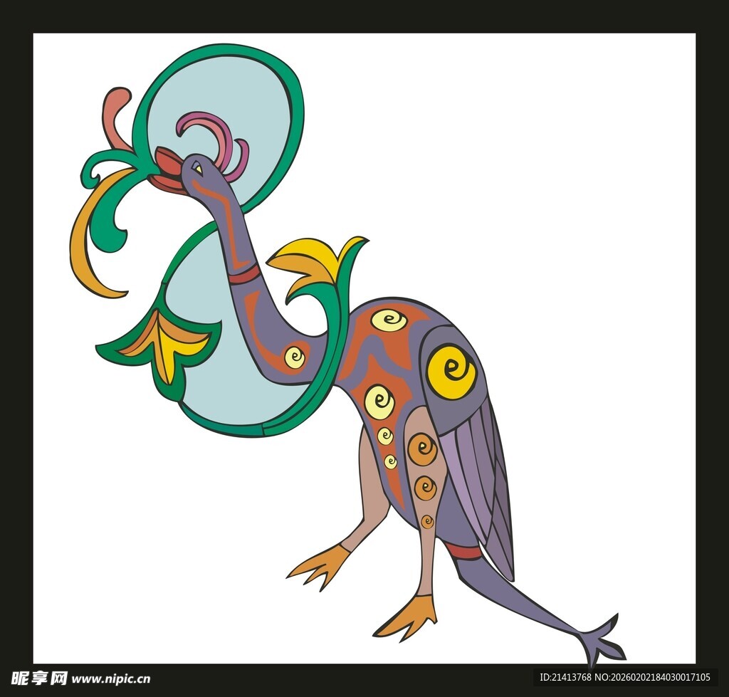 彩色奇幻鸟插画