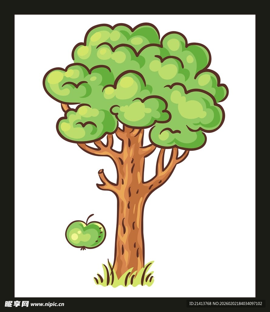 卡通苹果树插画