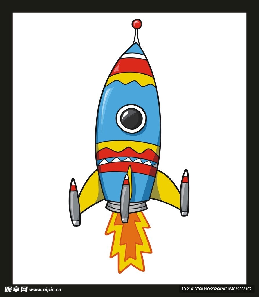 卡通火箭升空图