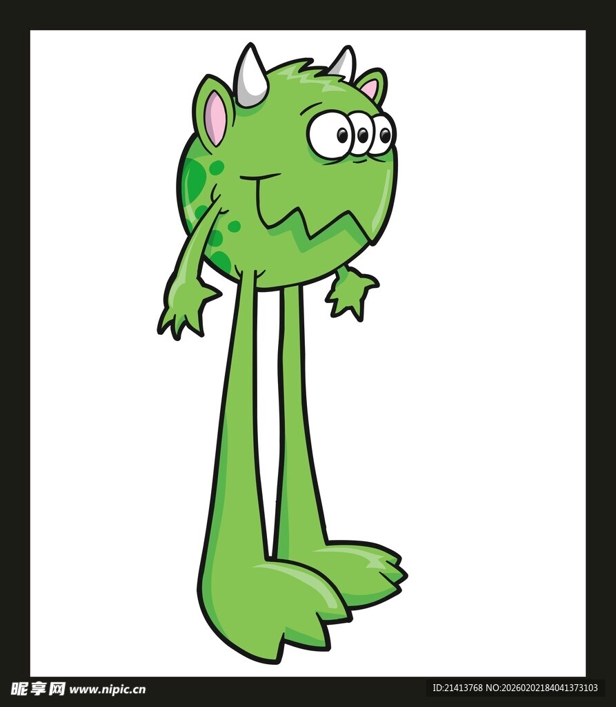 绿色长腿卡通小怪物