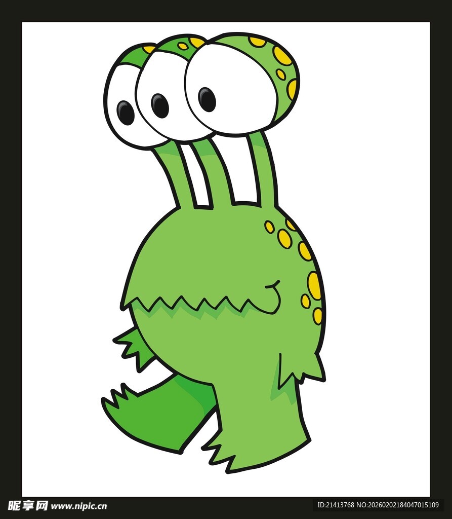 绿色大眼卡通怪物形象