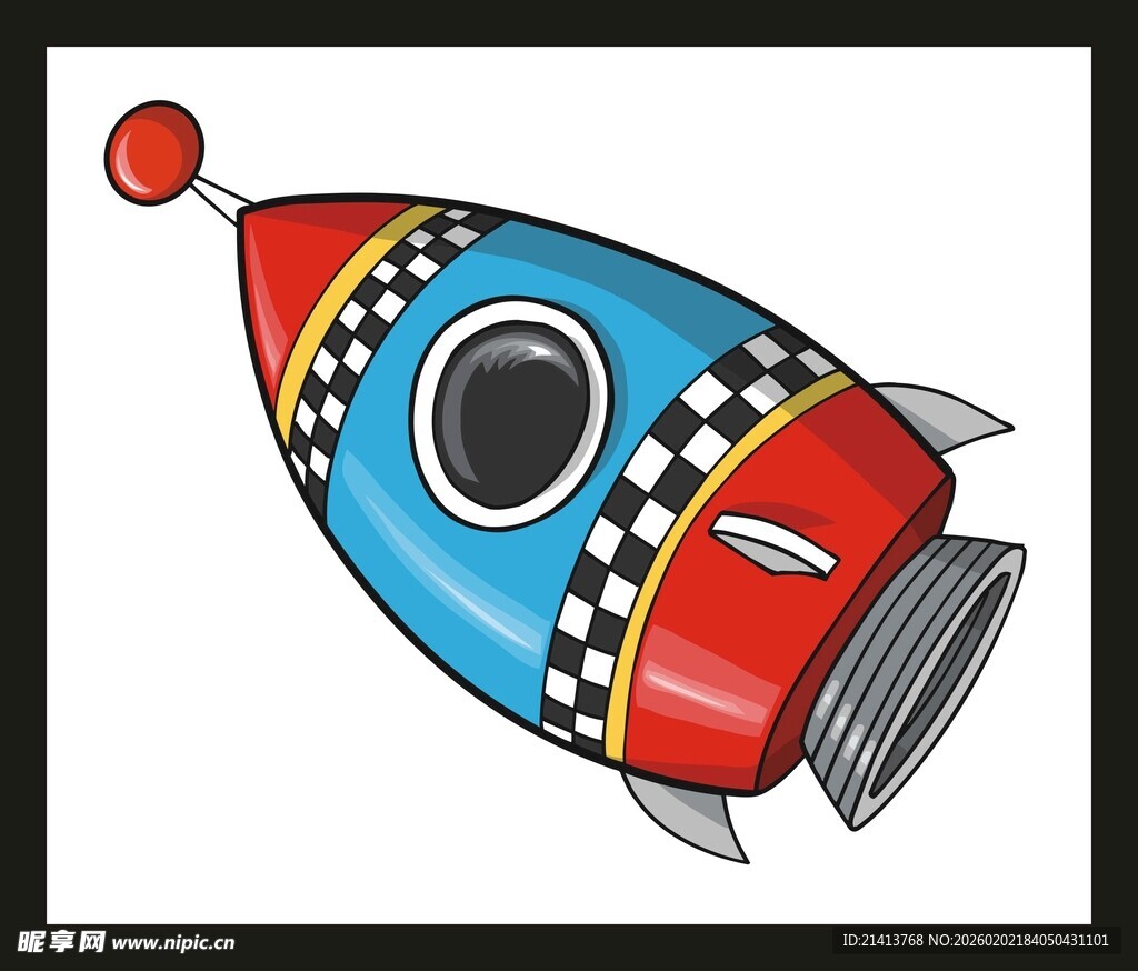 彩色卡通火箭插画