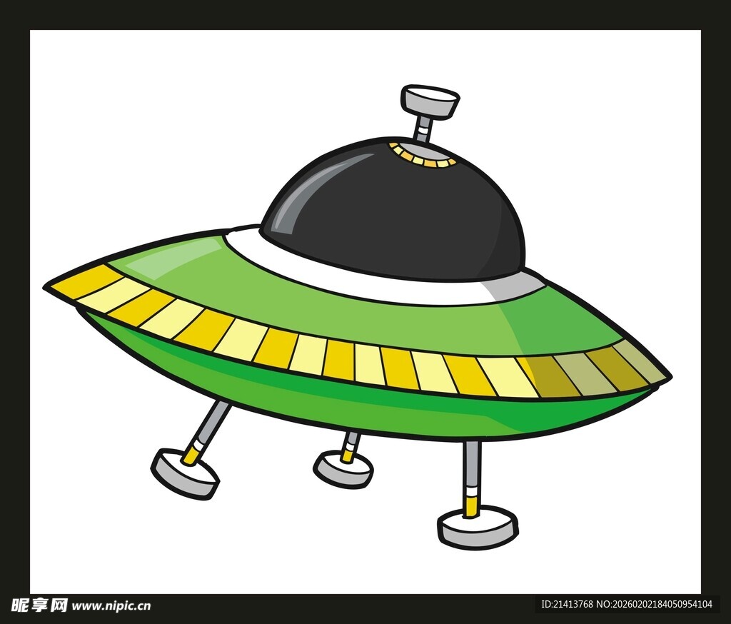 卡通风格的绿色飞碟