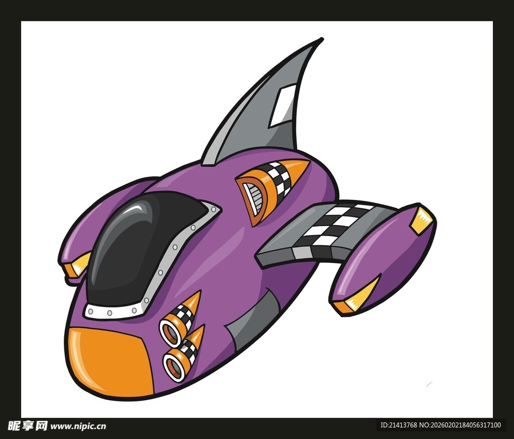 紫色卡通飞船