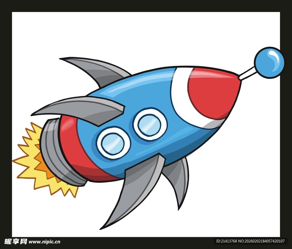 卡通火箭升空形象