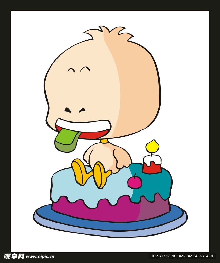 宝宝开心吃生日蛋糕