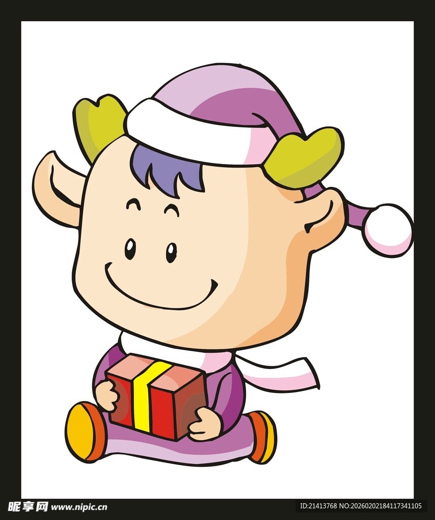 戴帽小猴抱礼盒