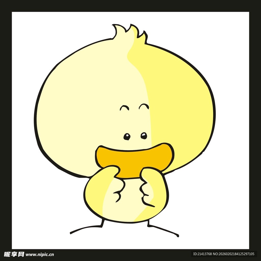 可爱小黄鸭吃饼干