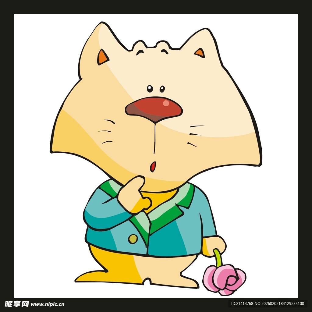 可爱猫咪手持粉物做手势