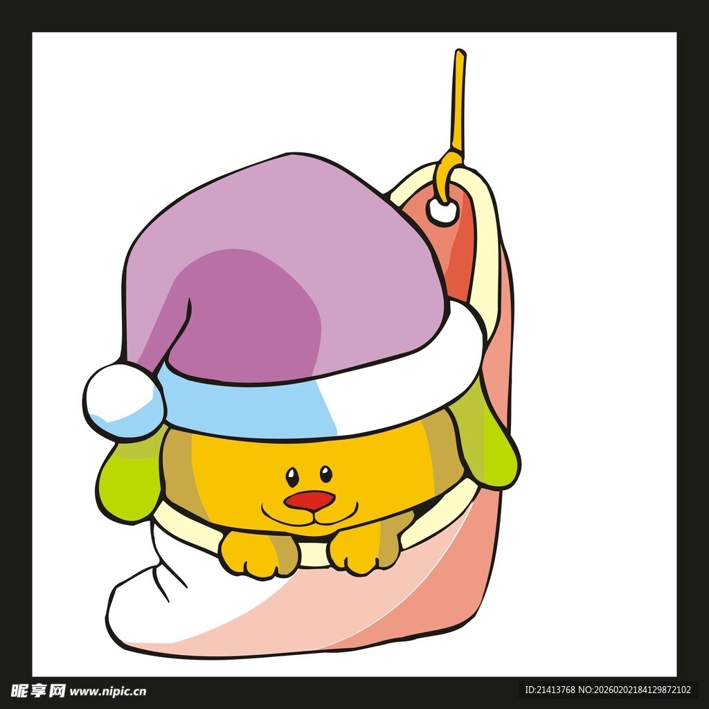 圣诞袜里的可爱卡通角色