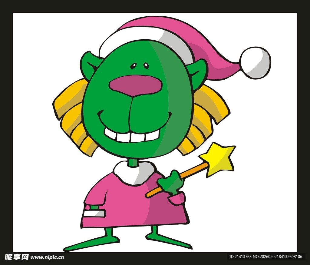 圣诞小精灵手持魔法棒