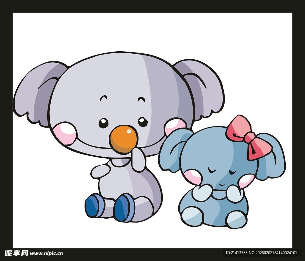 可爱小象与小象宝宝