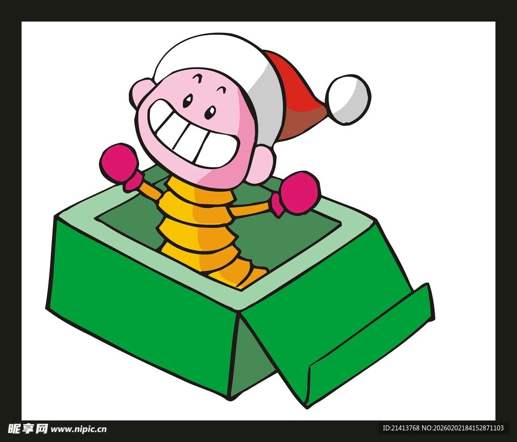 圣诞小人从礼盒中探出