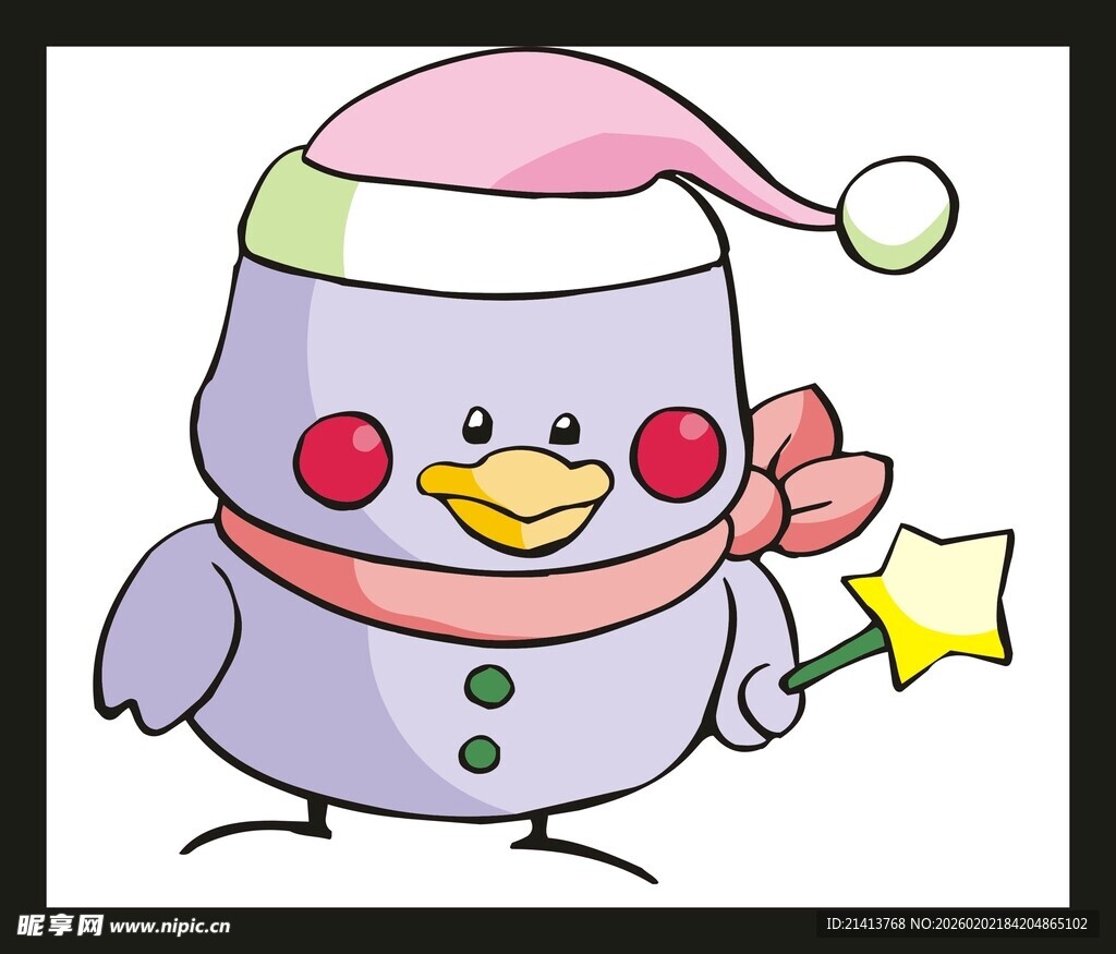 戴帽企鹅手持星星玩具