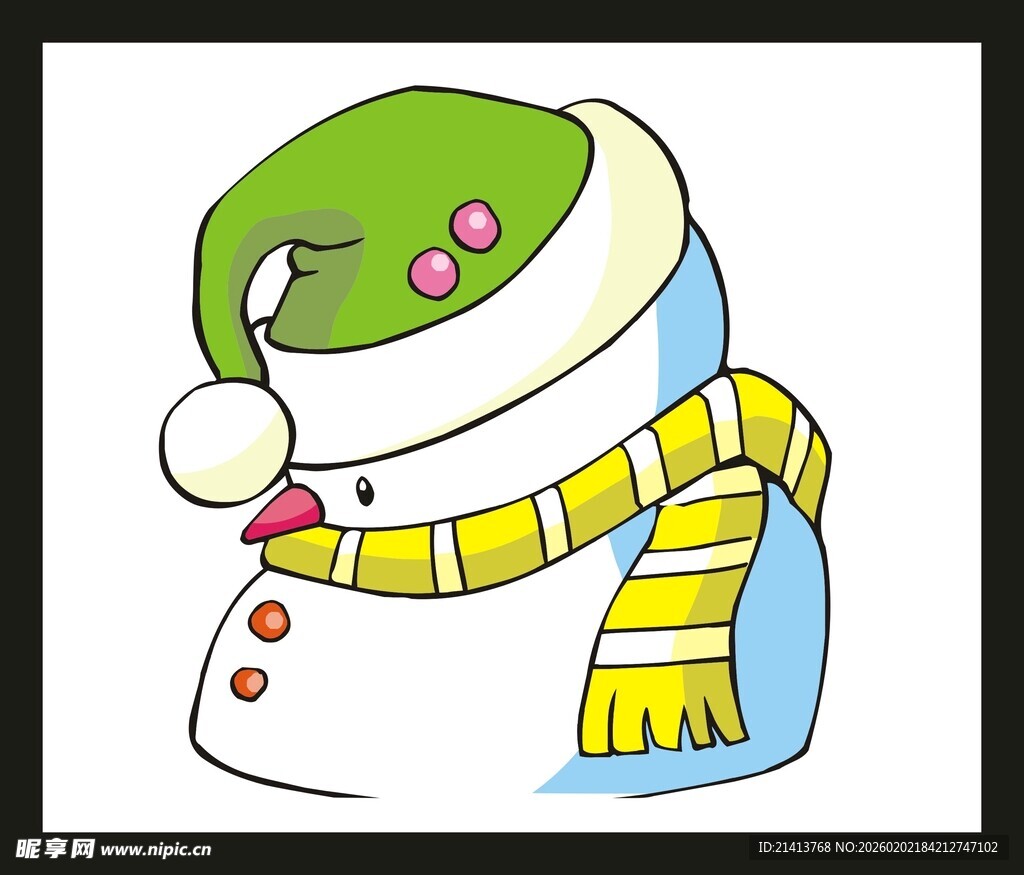戴帽围巾的可爱小雪人