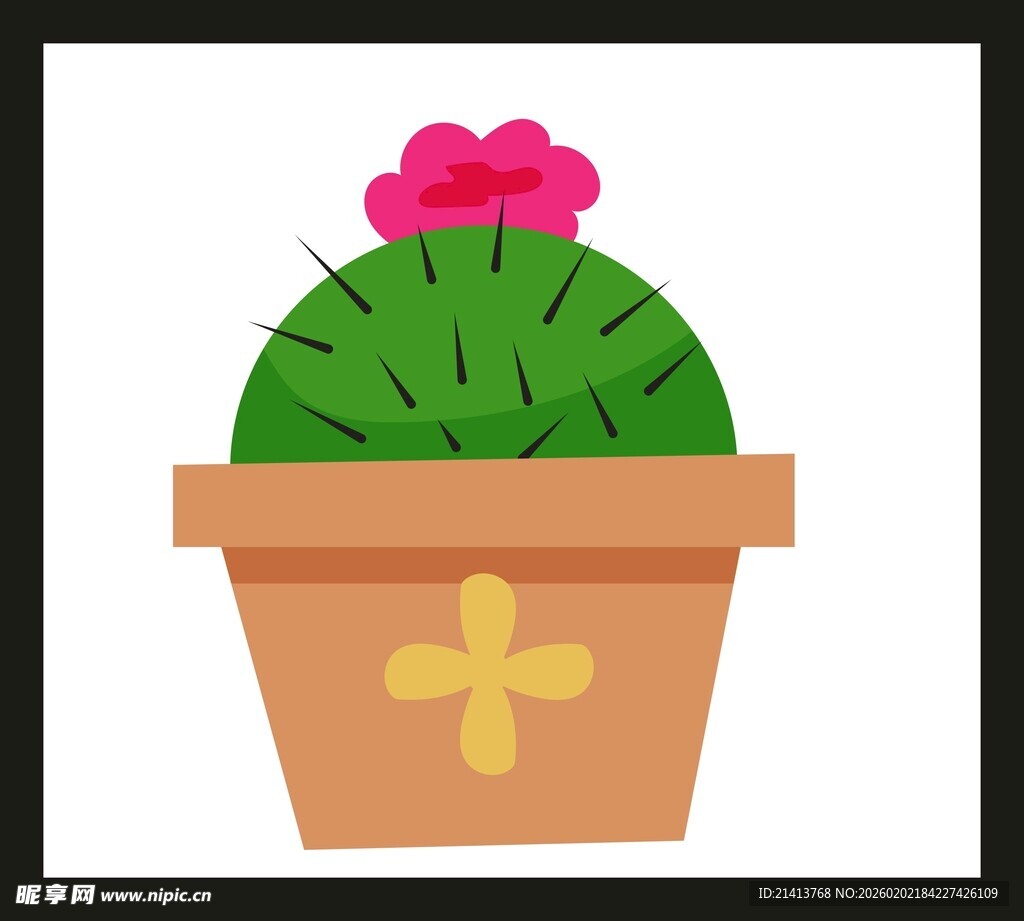 花盆中的可爱仙人掌