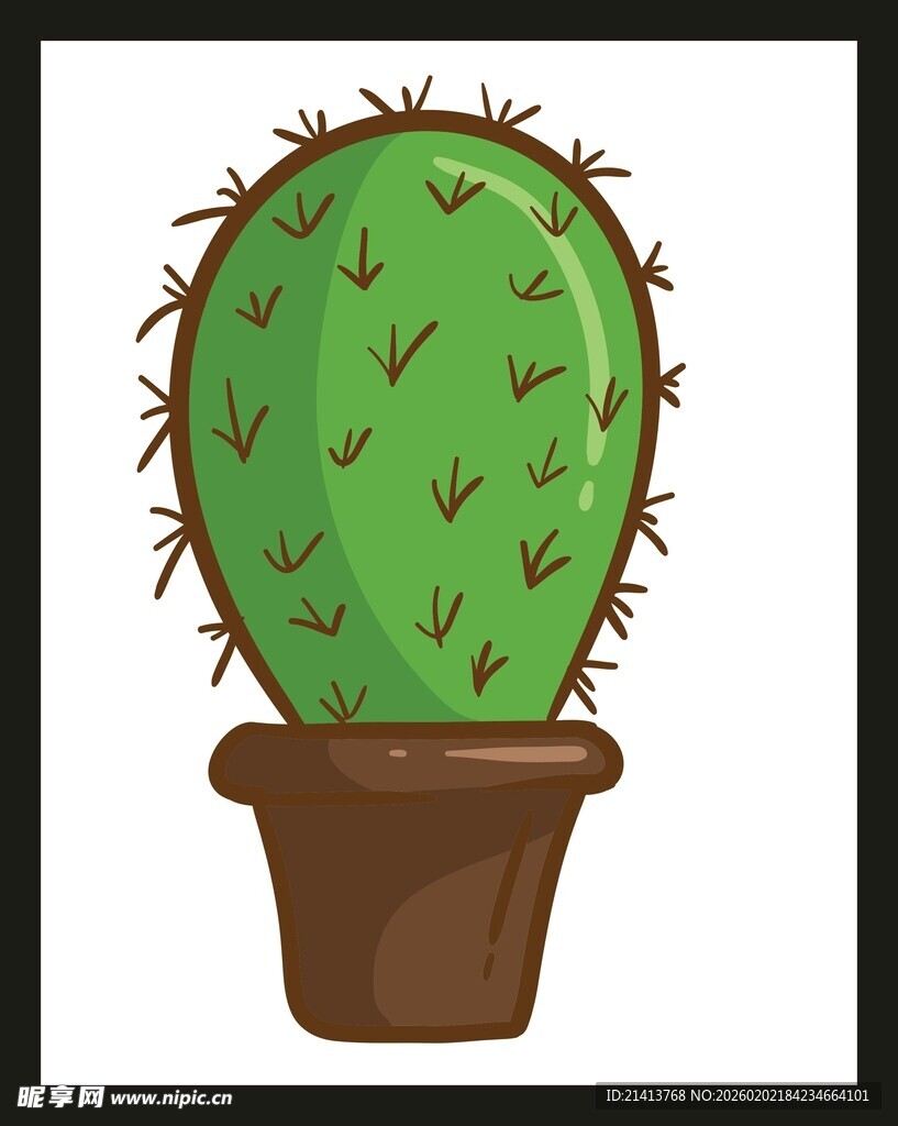 盆栽仙人掌插画