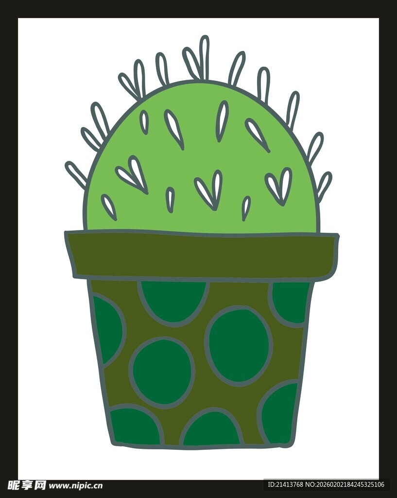卡通盆栽仙人掌