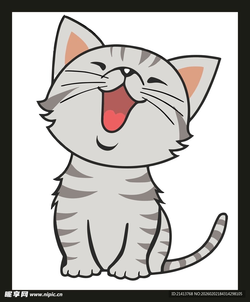 可爱吐舌猫咪插画