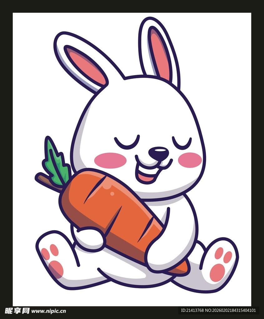 抱胡萝卜的可爱白兔